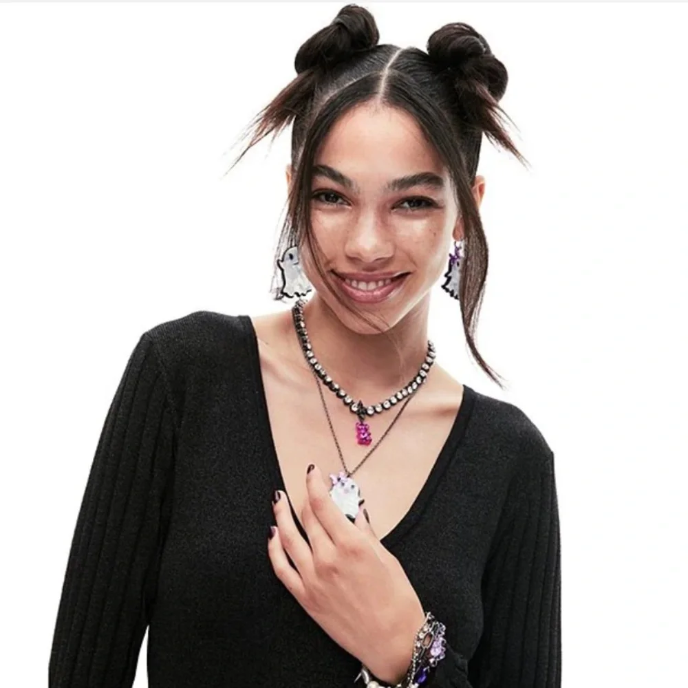 ‼️ LAST PAIR Betsey Johnson Mismatch Ghost Drop Earrings - Picture 10 of 12